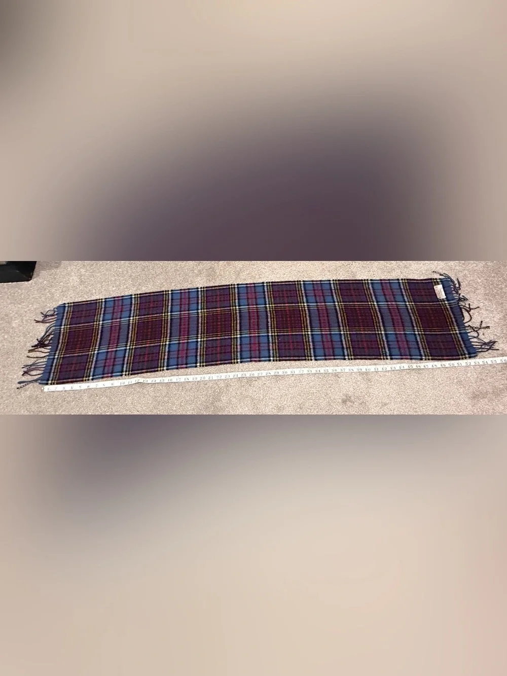 James Pringle Weavers Lambswool Scarf Made in Scotland Plaid Tartan Blue Purple